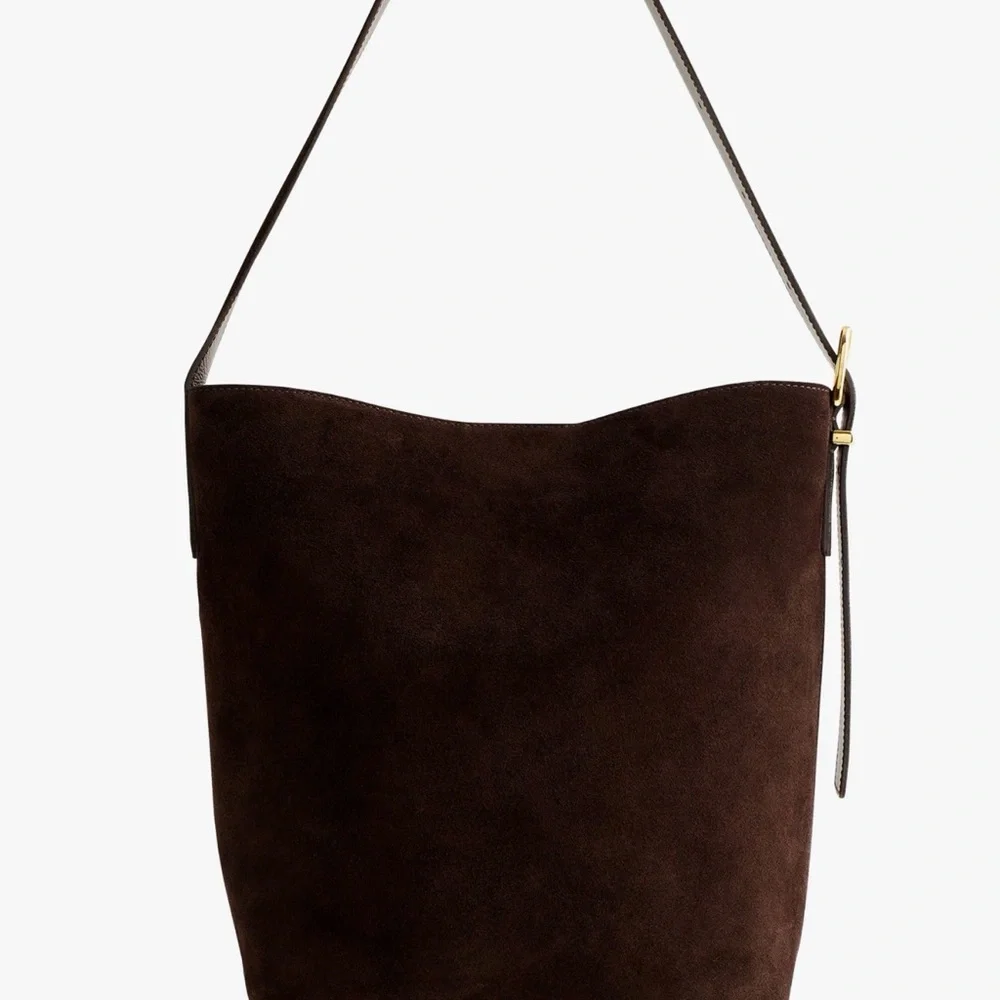 Madewell Dark Brown Suede Shoulder Bucket Bag